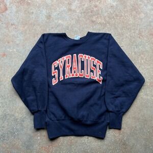 Vintage 90s Champion Syracuse Blue Reverse Weave Sweatshirt Mens Medium Navy